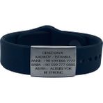 Hippid Aktif - Silikon Kimlik Bilekliği 29MM Gümüş Renk Plaka - Siyah