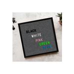 HippoDeco Dekoratif Yazı Panosu, Siyah Ahşap Çerçeve Gri Keçe Zeminli Letter Board, (Beyaz Harf)