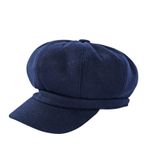 HIQIU Kadın balon bere bere siperli şapka sonbahar kış sıcak bere ressam şapkası sekizgen Newsboy şapkası, Mavi (Marineblau), Einheitsgröße-M