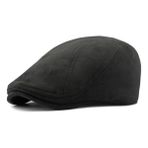 HIQIU Süet sürgülü bere, erkek bere, vintage şapka, düz şapka, kadın, boş zaman, Newsboy kepi, bere, Siyah, Tek Beden