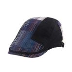 HIQIU Sürgülü bere, erkek, düz şapka, baret şapka, erkek kırkyama şapkası, Gatsby Newsboy kepi, golfçü şapkası, siyah (Schwarz-B), M-L
