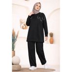 HİRA LİFE FASHİON Kadın Omzu Taşlı Ve Manşet Kol Tunik-Pantolon İkili Takım