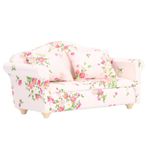 Hiraith Minyatür Kanepe Retro Tarzı Canlı Çiçek Desen Huş Ağacı Çift Kanepe 1:12 Ölçekli Dollhouse Dekor DIY Için, Doğum Günleri Ve Noel Için İdeal Hediyeler Prop