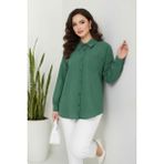 Hiramir Kadın Oversize Yeni Sezon Pera Keten Gömlek - 42 - Haki