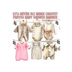 Hiras Dizayn 12 Li Büyük Boy Kız Bebek Cinsiyet Partisi Baby Shower Banner Dogum Günü Süsleme 12 Parca