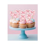 Hiras Dizayn 15adet Pembe Fiyonk Kurdele Cupcake Kürdanı Pasta Kürdanı Doğum Günü Süslemeleri