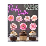 Hiras Dizayn 20 Adet Pembe Çiçekler Kürdanlı Süs Seti Cupcake Pasta Kurabiye Kokteyl Sunum Süsleri