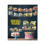 Hiras Dizayn 32Parça Konuşma Balonu Kepçe Kamyon Dev Doğum Günü Süsü Banner Pasta Kürdanı Cupcake