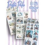 Hiras Dizayn 3lü Vintage Kış ve Kar Posta Pulu Sticker Set Dekoratif Etiketler Ajanda Bullet Journal Scrabook