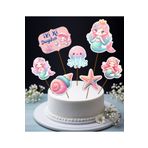Hiras Dizayn 7parça Denizkızı Mermaid iyiki dogdun Büyük Pasta Kürdanı Pasta Süsü Cupcake Pasta Doğum Günü Süs