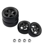 HIRCQOO HSP Tamiya HPI Kyosho 1/10 On-Road Touring Araba, WLtoys 1/14 144001 Traxxas 1/16 Slash RC 1/18 A959B Buggy (Siyah) ile Uyumlu 5-Spoke RC 12 mm Hex Hub Jant ve Kauçuk Lastikler