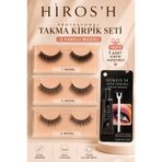 HİROS'H Profesyonel Kirpik Seti Kirpik ve Kirpik Yapıştırıcı Premium Seri Doğal Görünüm
