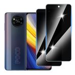 Hirshen [2 adet] Poco X3 Pro Panzer için paravan koruma camı koruyucu film, gözetleme önleyici mahremiyet koruma folyosu, 9H sertlik, çizilmez, kabarcıksız, anti spy