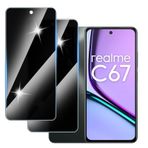 Hirshen [2 adet] Realme C67 4 g zırhlı koruma camı için görüş koruma folyosu, gözetleme önleyici mahremiyet koruma folyosu, 9H sertlik, çizilmez, kabarcıksız, anti spy