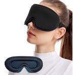 HiRui Erkekler ve Kadınlar için Uyku Göz Maskesi, Yükseltilmiş 3D Konturlu Kap Uyku Maskesi, Ayarlanabilir Elastik Kayışlı Hafif Yumuşak Konfor Göz Bandı, Nap Travel Yoga için Göz Farı Kılıfı (Siyah)