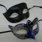 HIS N HERS SİYAH MAVİ & GÜMÜŞ TİYATRO MÜZİK NOTLARI/SENARYO VENETİYAN MASKE KARNAVAL PARTİ ÇİFTLER IÇIN GÖZ KÜRESEL MASKELER