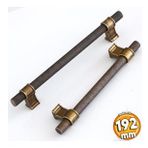 Hisar Eskitme Antik Sarı Metal 192 Mm Tırtıklı Desen Mobilya Mutfak Dolap Kulpu Kulbu Kulpları