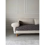 Hisar Home Bohem Dalgalı Ponponlu Koltuk Kanepe Çekyat Örtüsü 90X200 - 90 x 200 cm - Gri