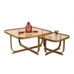 Hisar İkili Set Orta Sehpa, Ceviz Bronz Cam