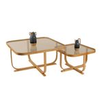 Hisar İkili Set Orta Sehpa, Meşe Bronz Cam