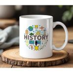 History Tasarımlı Beyaz Seramik Baskılı Kupa Bardak 330ML - 1 Adet - 330 ml