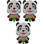 Hit Dükkan Neşeli Panda 3 Adet Büyük Boy 41CMX60CM Folyo Balon (Helyum) No:19
