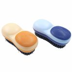Hitefu Silikon Yüzeyli 2 Paket Çift Taraflı Çamaşır Lekesi Fırçası, Ayakkabı, Giyim, Yer Altı ve Kumaş Temizliği için Yumuşak Kıl Fırça (Turuncu ve Yeşil)