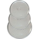 Hitfoni 3'lü Set Lüx Delikli Pizza Tepsisi Lahmacun Pide Tepsisi 28-32-36 cm - 28 cm - Gümüş