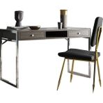 Hitit Dekorasyon Emily Paslanmaz Metal Çalışma Masası - 120 x 60 cm - Gümüş