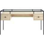 Hitit Dekorasyon Gianna Siyah Metal Çalışma Masası - 76 x 140 cm - Krem