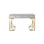Hitit Dekorasyon Gold Metal Beyaz Çalışma Masası Madison