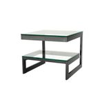 Hitit Dekorasyon Gonca Siyah Metal/Cam Yan Sehpa Siyah 50 x 40