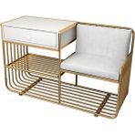 Hitit Dekorasyon Loren Gold Metal Benç Ayakkabılık Modern Tasarım ve Dayanıklı Malzeme ile