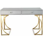 Hitit Dekorasyon Madison Gold Metal Beyaz Çalışma Masası - 80 x 130 cm - Altın