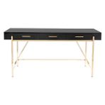 Hitit Dekorasyon Mandy Gold Metal Siyah Çalışma Masası - 160 x 75 x 76 cm - Altın