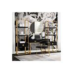 Hitit Dekorasyon Rihanna Gold Metal Siyah Çalışma Masası Ve 2 Adet Kitaplık