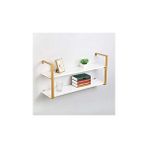 Hitit Dekorasyon Tasnia Gold Metal Ahşap Duvar Rafı 120cm 2 Katlı