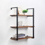 Hitit Dekorasyon Tasnia Siyah Metal Ahşap Duvar Rafı 60cm 3 Katlı