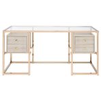 Hitit Dekorasyon Trinity Gold Metal & Ahşap & Cam Çalışma Masası - 70x 160 cm - Altın - Krem