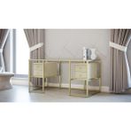 Hitit Dekorasyon Trinity Gold Metal & Ahşap & Cam Çalışma Masası - 70x 160 cm - Gold - Ahşap