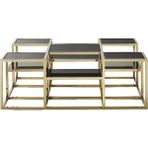 Hitit Dekorasyon Waleska Gold Metal Cam Orta Sehpa