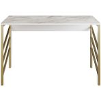 Hitit Dekorasyon Zahra Gold Metal Beyaz Çalışma Masası - 76 x 120 cm - Altın