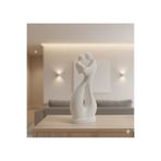 hivhestın İki Kalp Bir Aşk | Modern Siyah 3D Baskı Çift Heykeli (15 cm) | PLA Malzeme | Romantik Ev Dekoru Beyaz