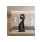 hivhestın İki Kalp Bir Aşk | Modern Siyah 3D Baskı Çift Heykeli (15 cm) | PLA Malzeme | Romantik Ev Dekoru Siyah