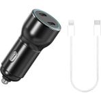 Hızlı Araç Şarj Aleti Iphone 11 12 13 14 Telefonlar Için 60W Hızlı Araba Şarjı Cihazı ve 25CM Kablo - Siyah