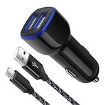 Hızlı Araç Şarj Cihazı Tip C Android Telefon Samsung Araç Şarj Cihazı Hızlı Şarj USB C Çakmak Adaptörü Samsung Galaxy A13 5G/A03s/S22 Ultra/S21/S20/S10/S9/A11/A12/A32/A53/A23 için Kablolu