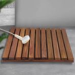 Hızlı Kuruyan Bambu Banyo Paspası Kaymaz Dikdörtgen Spa Ahşap Duş Paspası Su Geçirmez İç/Dış Mekan Kilimi Saplı (55x18 inç) - Dayanıklı Çevre Dostu Şık Tasarım