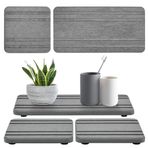 Hızlı Kuruyan Taş Sabun Tepsisi, Lavabo için Su Emici Taş Tepsi, Banyo Tezgahı Taş Tabağı, Banyo Lavabo için Taş Kurutma Tays, 3PCS Diyatomit Taş Lavabo Tepsisi, 8 "* 4" ve 4 "* 4" Taş Bulaşık Kurutma