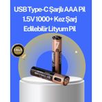 Hızlı Şarj Teknolojili USB Şarjlı Aaa Pil – 40 Dakikada Tam Şarj - 1