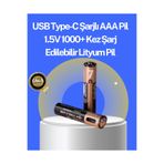 Hızlı Şarj Teknolojili USB Şarjlı AAA Pil – 40 Dakikada Tam Şarj UCZZZŞARJLIPİL-2